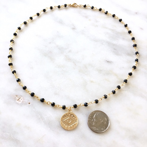 Rosary + Evil Eye Choker Necklace - Picture 3 of 4